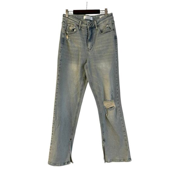 Judy Blue Women’s Destroyed Straight Fit Slit Hem Jeans Size 28 High Rise - Picture 1 of 9